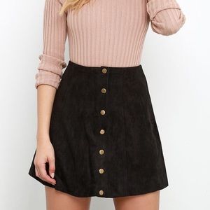 Faux suede button front skirt
